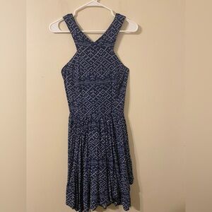 Abercrombie & Fitch Blue White Pleated Halter Sundress Sleeveless‎ Size Large